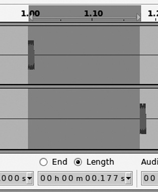 Select the gap from the begining of the first beat on the first track to the beginning of the first beat on the second track to measure latency