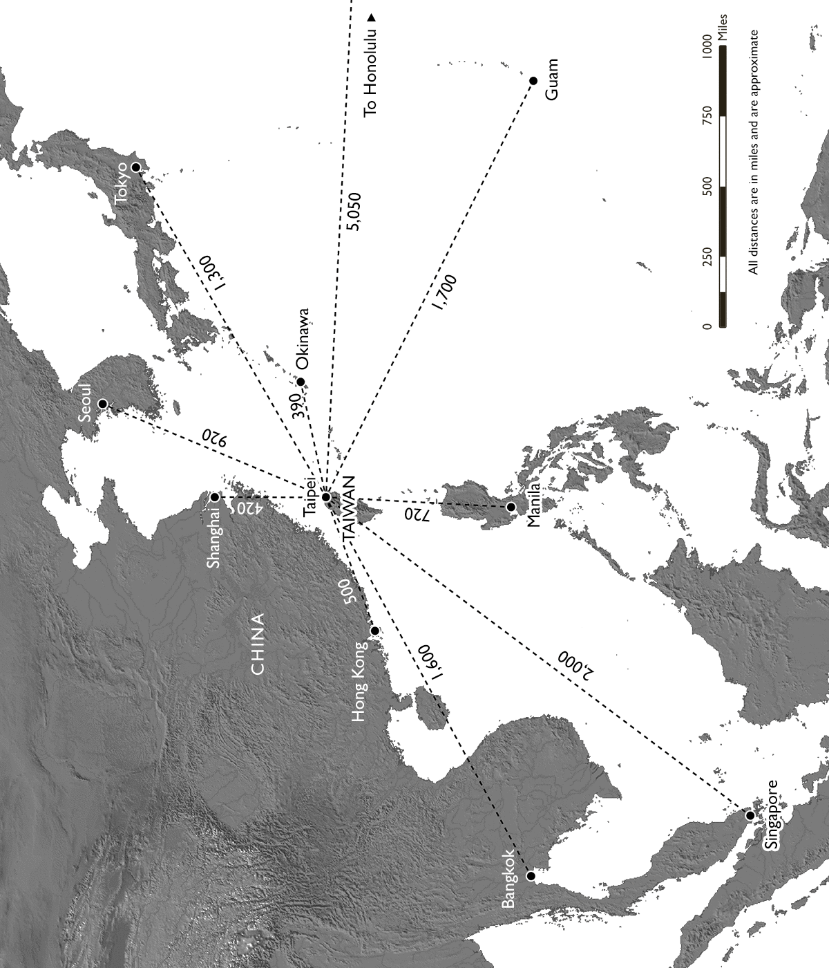 Distance to Taipei