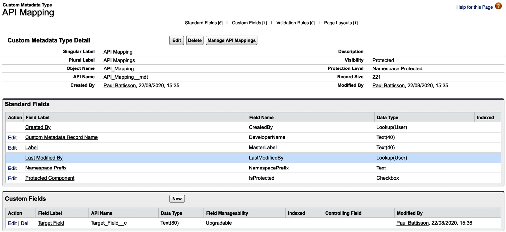 Figure 12.2 – API Mapping custom metadata type definition
