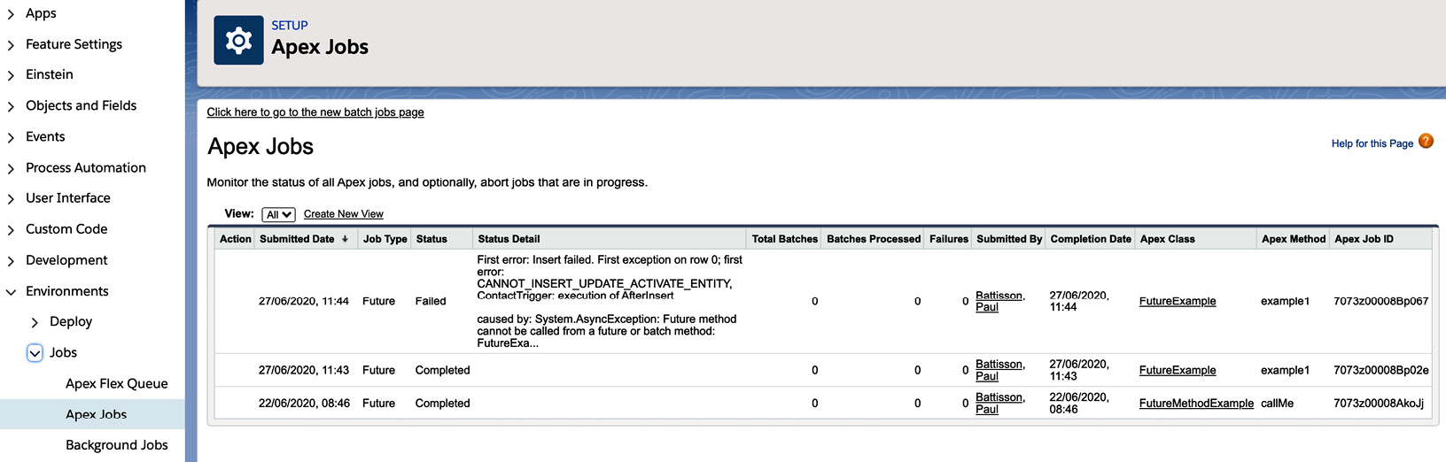 Figure 7.2 – Apex Job queue
