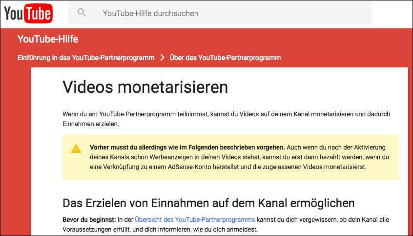 Infos zur Monetarisierung von Videos