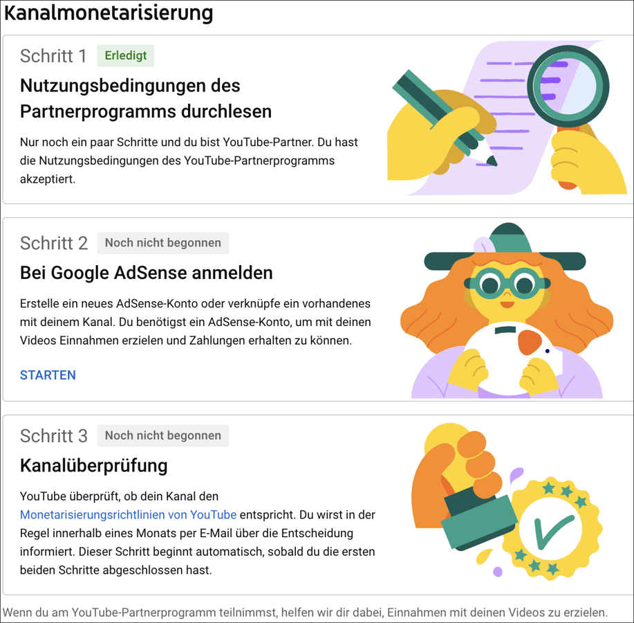 Konto für die Monetarisierung aktivieren