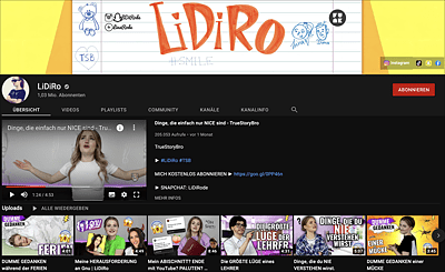 LiDiRo mit einem Aufzählungsclip als Startvideo (https://youtu.be/wb3PZKL0fps)