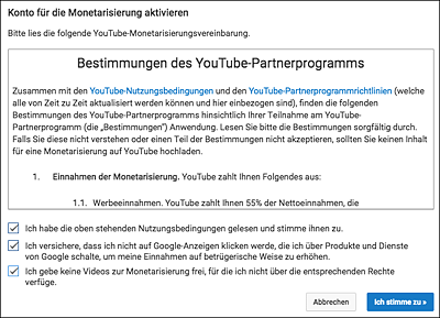 Bestimmungen des YouTube-Partnerprogramms