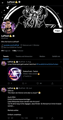 Twitter-Account von LeFloid (https://twitter.com/LeFloid)