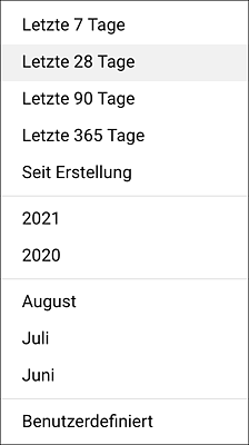 Wähle den Zeitraum für die Statistiken aus.