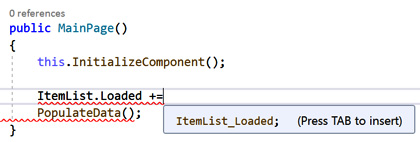 Figure 2.10 – Inserting the ItemList_Loaded event handler
