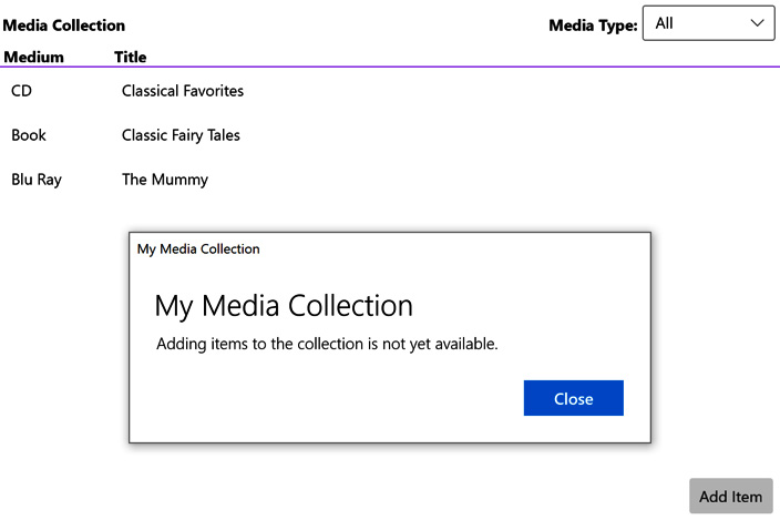 Figure 2.20 – Displaying a message dialog
