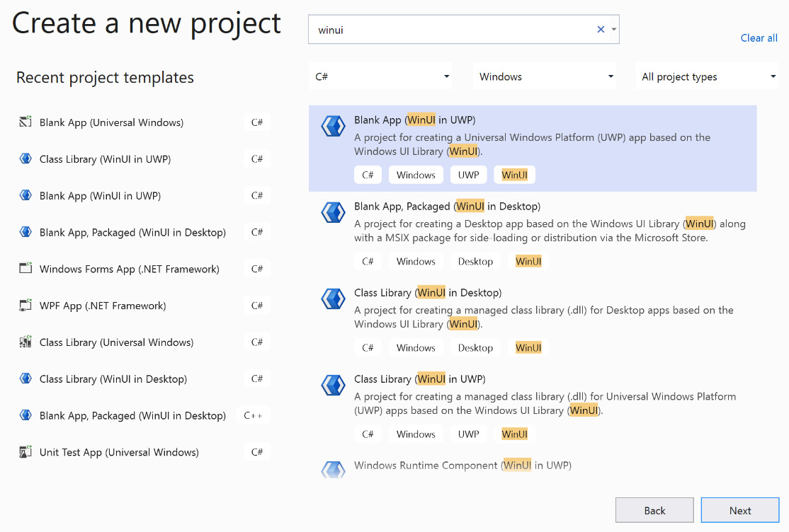 Figure 2.4 – Selecting the project template
