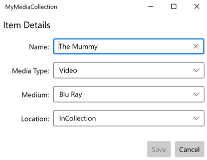 Figure 4.3 – The Item Details page with edit data populated
