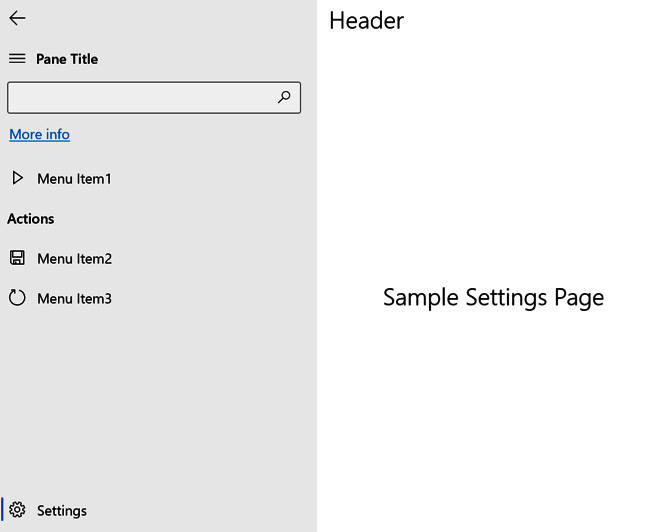 Figure 5.5 – The expanded left NavigationView control
