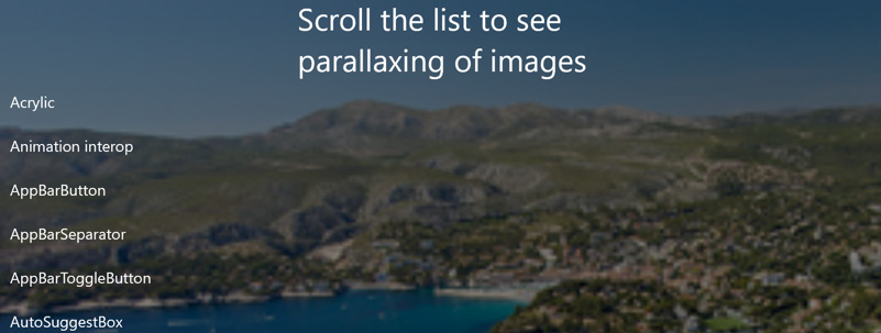 Figure 5.6 – The ParallaxView control scrolled to the top of a list
