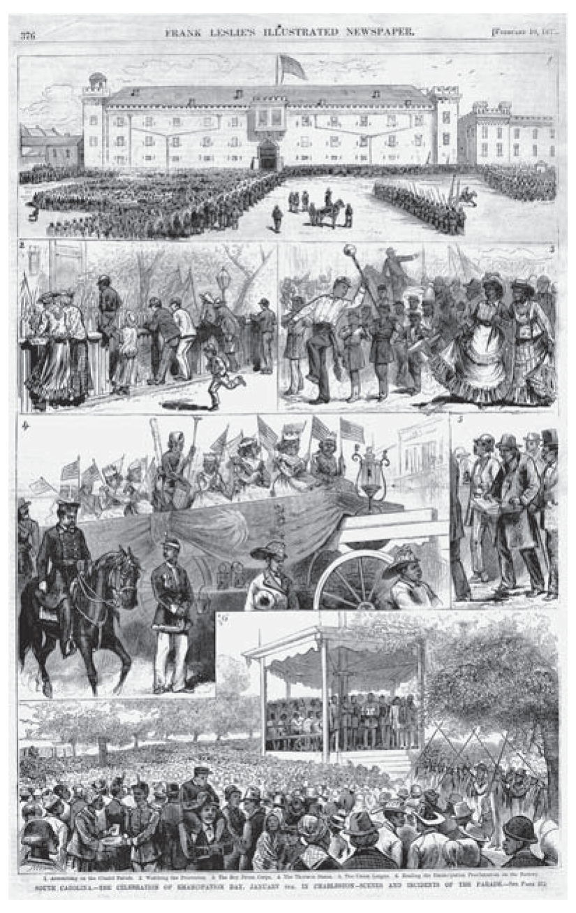 “South Carolina—The Celebration of Emancipation Day, January 8th in Charleston—Scenes and Incidents of the Parade.” From Frank Leslie’s Illustrated Newspaper, February 10, 1877.