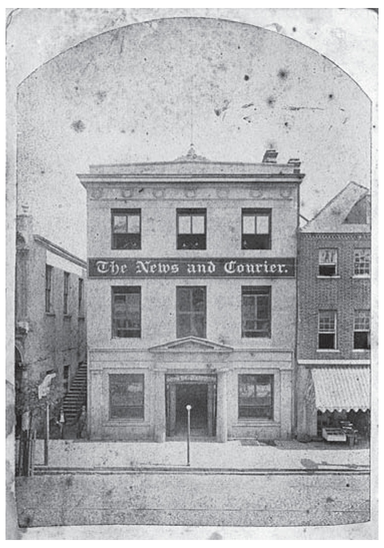 Broad Street offices of the influential Charleston News and Courier, champion of the Lost Cause, ca. 1870s–1880s.