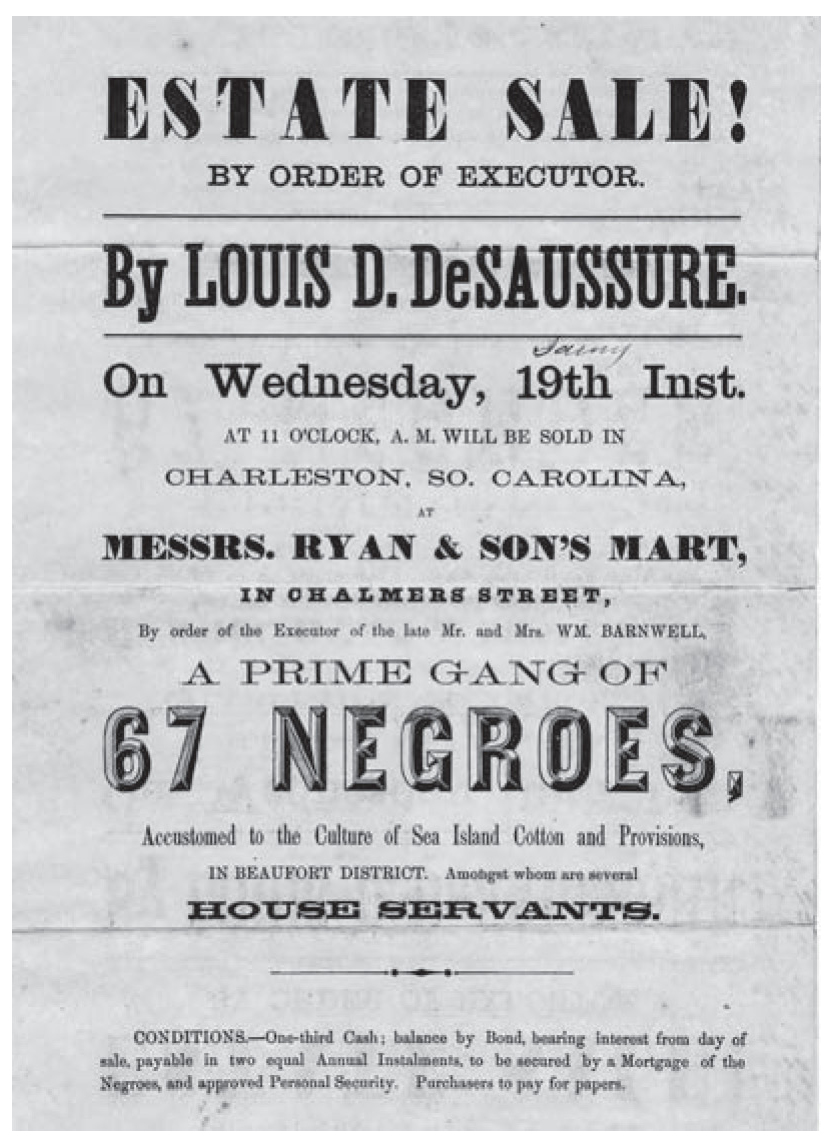 After the Civil War, white Charlestonians displayed historical amnesia about leading slave traders, such as Louis D. DeSaussure, and slave-auction sites, such as Ryan’s Mart.