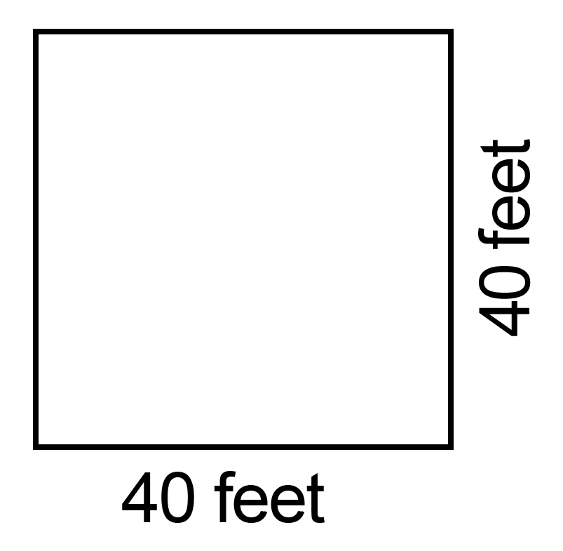 A square measuring 40 feet by 40 feet.