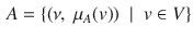 $$\begin{aligned} A= \{ (\nu , \ \mu _{A} (v)) \ \mid \ v\in V \} \end{aligned}$$