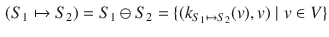 $$\begin{aligned} (S_{1} \mapsto S_{2})=S_1\ominus S_2=\{ (k_{S_1\mapsto S_2} (v),v) \mid v\in V \} \end{aligned}$$