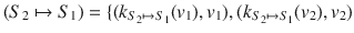 $$ (S_{2} \mapsto S_{1})=\{ (k_{S_2\mapsto S_1} (v_1),v_1),(k_{S_2\mapsto S_1} (v_2),v_2) $$