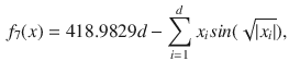 $$\begin{aligned} f_7(x)=418.9829d-\sum _{i=1}^{d}x_i sin(\sqrt{|x_i|}), \end{aligned}$$