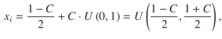 $$\begin{aligned} {x_i}=\frac{{1-C}}{2}+C\cdot U\left( {0,1}\right) =U\left( {\frac{{1-C}}{2},\frac{{1+C}}{2}}\right) , \end{aligned}$$