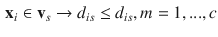 $$\begin{aligned} \mathbf {x}_i \in \mathbf {v}_s \rightarrow d_{is} \le d_{is}, m = 1,..., c \end{aligned}$$