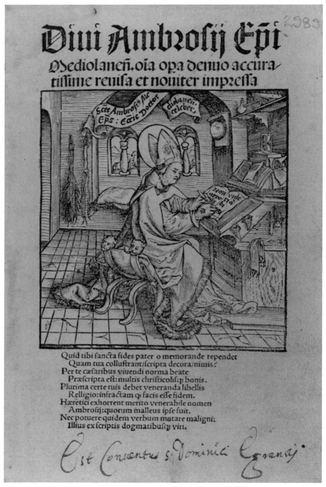 Ambrose, Opera. Paris, 1586. Reproduced from original held by Department of Special Collections of the University Libraries of Notre Dame.