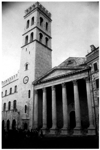 Church of Santa Maria sopra Minerva (Roman temple) and Torre del Popolo, Assisi. Photograph courtesy of Christopher Kleinhenz.