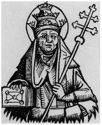 Pope Leo I. Hartmann Schedel, Liber chronicarum (Nuremberg Chronicle). Nuremberg: Anton Koberger, 1493, p. 136.