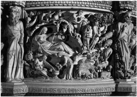 Giovanni Pisano, pulpit, Nativity and Annunciation of the Shepherds. Duomo, Pisa. Photo: Scala/Art Resource, N.Y.