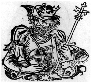 Radagaisus. Hartmann Schedel, Liber chronicarum (Nuremberg Chronicle). Nuremberg: Anton Koberger, 1493, p. 135v.