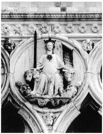 Venezia, relief rondel from west facade, Palazzo Ducale, attributed to Filippo Calendario. Reproduced by permission of Osvaldo Böhm, Venice.