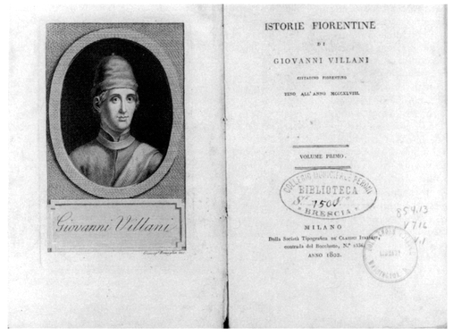 Giovanni Villani, Istorie fiorentine. Milan: Società Tipografica de' Classici Italiani, 180. Reproduced from original held by Department of Special Collections of the University Libraries of Notre Dame.