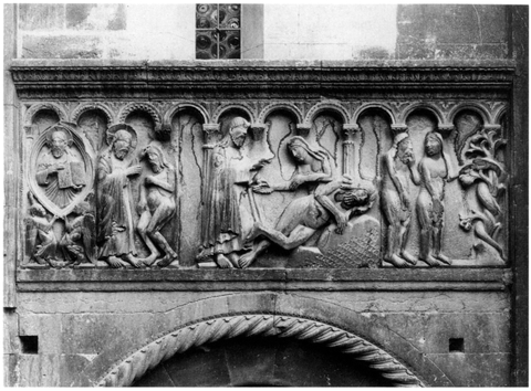 Wiligelrnus of Modena, Creation of Adam, Creation of Eve, Original Sin. Modena, duomo. Photo: © Alinari/Art Resource, N.Y.