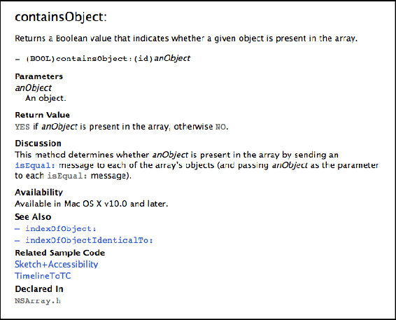 Reference for containsObject: