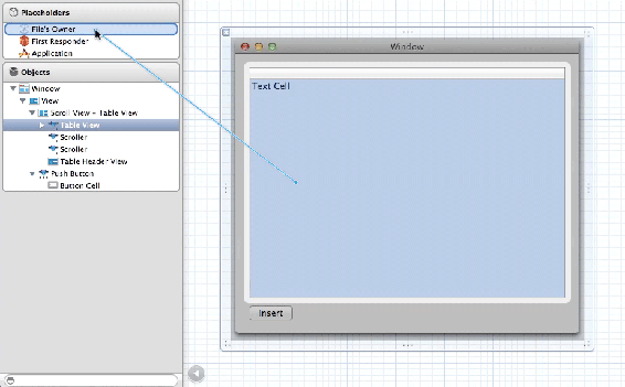 Connecting the table view’s data source