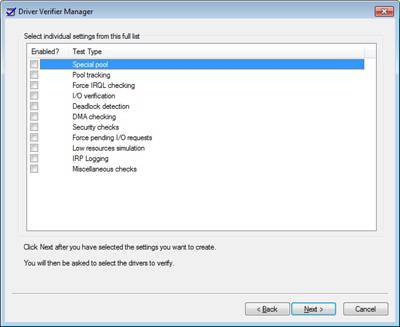 Driver Verifier I/O-related options