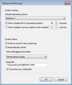 Crash dump settings