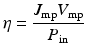 
$$ \eta =\frac{J_{\mathrm{mp}}{V}_{\mathrm{mp}}}{P_{\mathrm{in}}} $$
