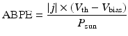 
$$ \mathrm{ABPE}=\frac{\left|j\right|\times \left({V}_{\mathrm{th}}-{V}_{\mathrm{bias}}\right)}{P_{\mathrm{sun}}} $$
