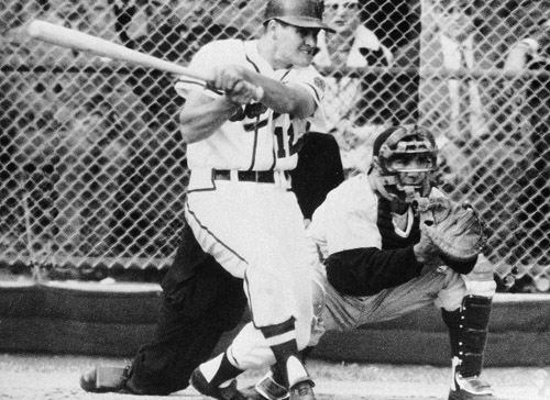 Hitting .403 in 134 at bats in 1957, Bob “Hurricane” Hazle joined Ted Williams, who hit .406 in 1941, as the only two players to hit .400 in at least 150 plate appearances since 1930. (ROBERT KOEHLER COLLECTION)