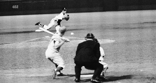 Lou Burdette allowed only one batter to reach base during his no-hit performance against the Phillies. (WHI IMAGE ID 49231)