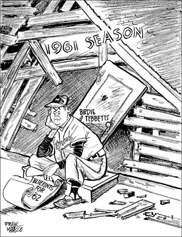 As Milwaukee’s new manager, Birdie Tebbetts was looked upon to rebuild the Braves into serious pennant contenders. (COURTESY MARQUETTE UNIVERSITY ARCHIVES, FRANK J. MARASCO CARTOON COLLECTION)