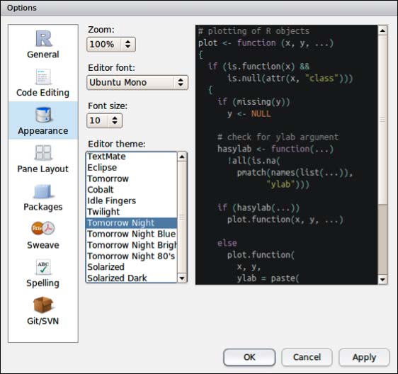 Customizing RStudio