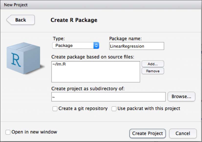 Creating a new package project with RStudio