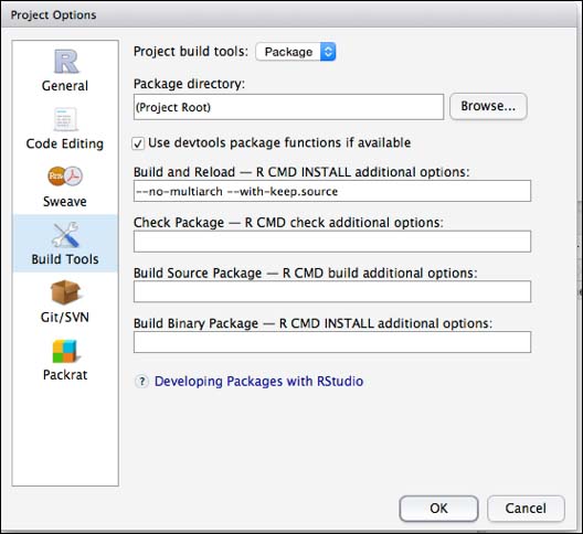 Customizing the package build options