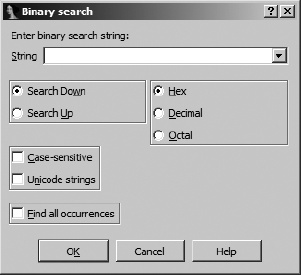 Binary Search dialog