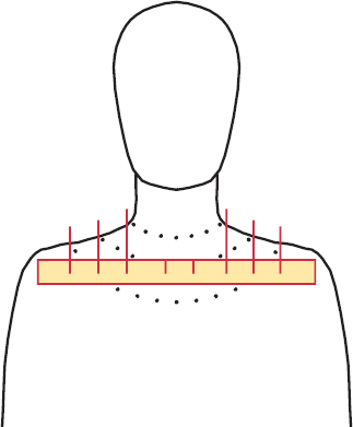 The dotted lines indicate a few possible necklines.