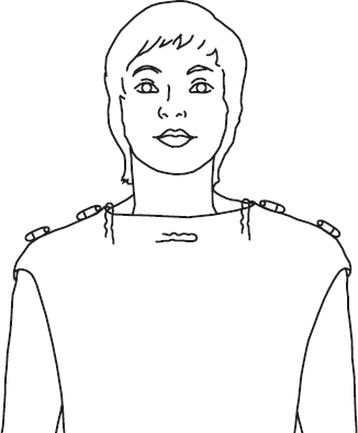 Pin the Bodice Back to the shirt you’re wearing and mark the desired neckline width and depth with bobby pins.