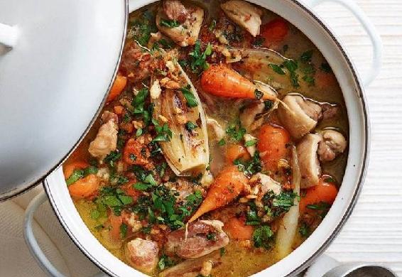 Chicken stew with lemon and herb crumb topping recipe | delicious. magazine